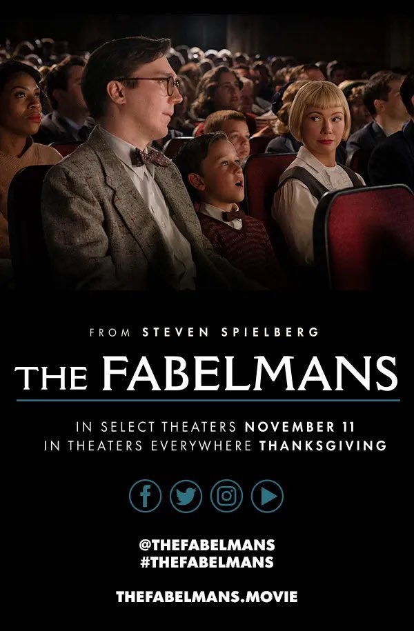 worthyviewmovie's tweet photo. @thefabelmans #thefablemans is next up for #wtvm and this story from the #heart is no match for my #view so bring on the #spielberg as a kid tale I’ve got the #filmmaking #nostalgia to take you on. #movies #director #writer #biography #biopic #michellewilliams #pauldano #AMAs https://t.co/mxf92ZDJp1