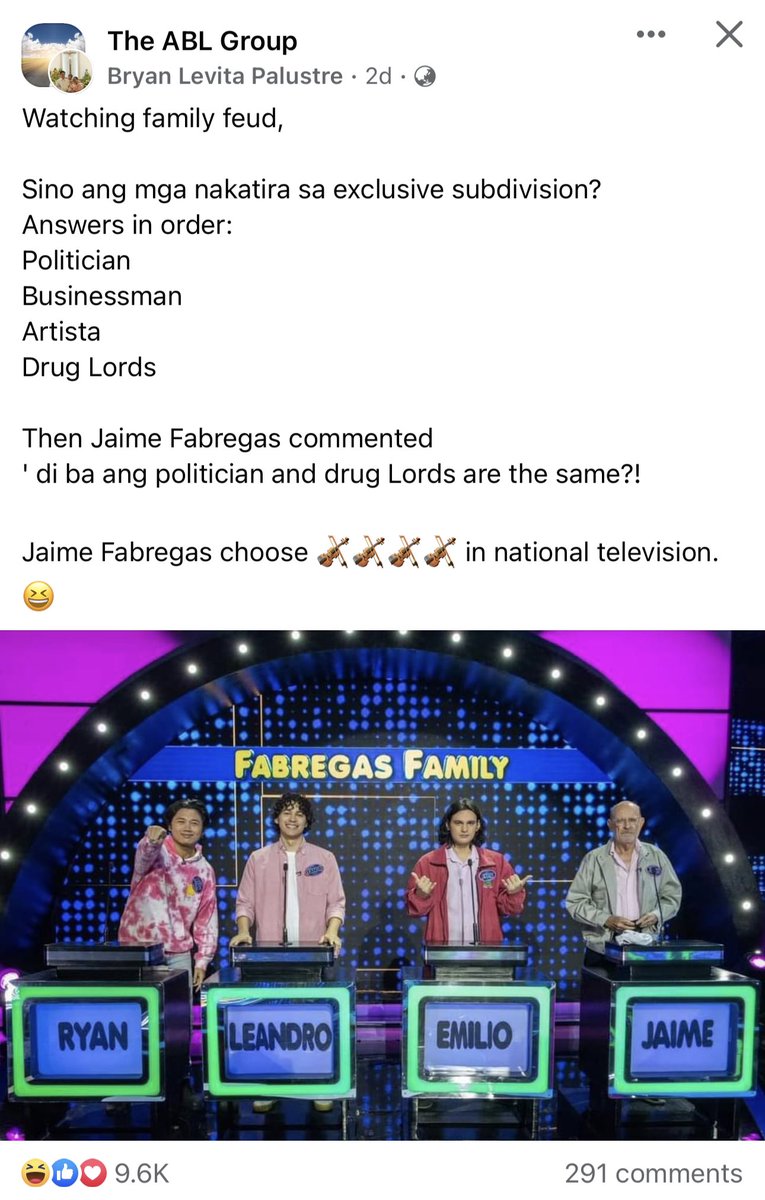 Then Jaime Fabregas commented
' di ba ang politician and drug Lords are the same?”  May PINATATAMAAN ka ba?,” tanong ng isang pamilya mula sa Davao!