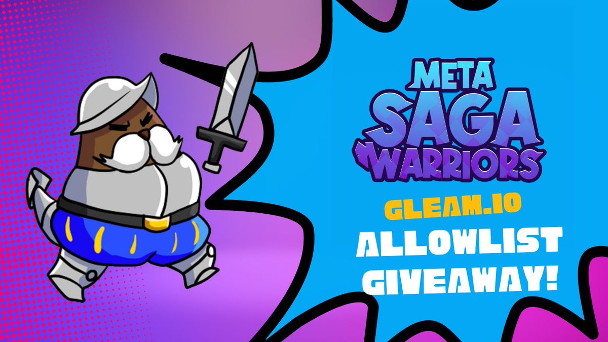 metasagawarrior's tweet photo. WARRIORS, ASSEMBLE! ⚔️
JOIN OUR ALLOWLIST GIVEAWAY CAMPAIGN

🔖Rules: Participants must follow the tasks here 
👉 https://t.co/dCFTCIIIrD

#Gleam #Giveaway #Airdrop #Airdrops #NFT #NFTGiveaway #Allowlist #Whitelist #NFTCommunity https://t.co/ESwwMVrh2W