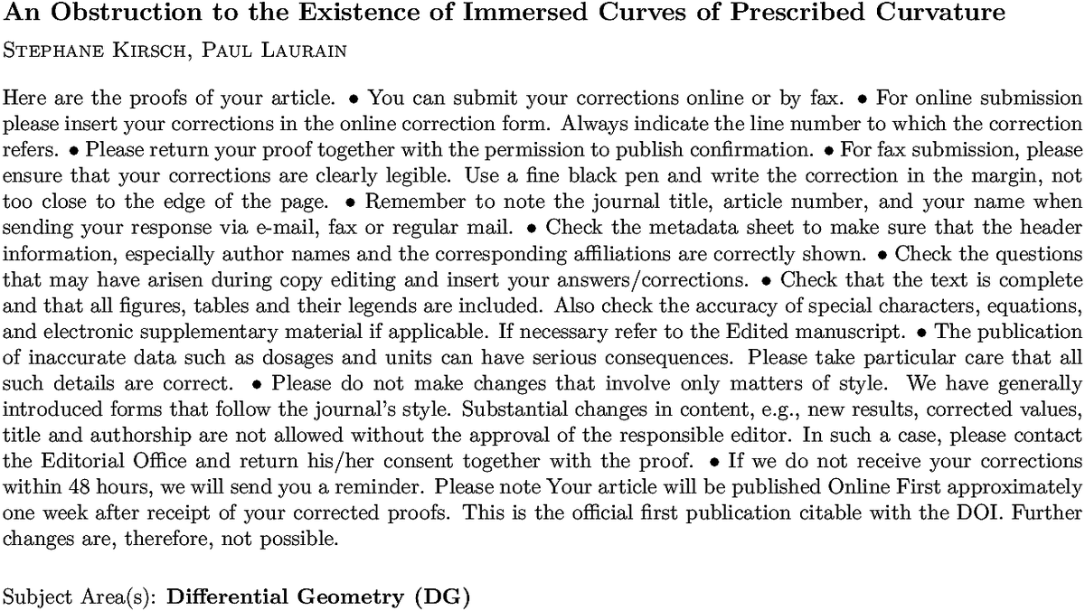 arxiv.org/abs/2211.10199…
S Kirsch, P Laurain
An Obstruction to the Existence of Immersed Curves of Prescribed
  Curvature