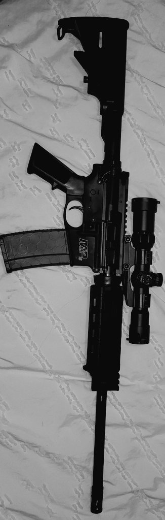 FelJorn's tweet photo. Sighting in once it's not freezing outside.  #smithandwesson #mp15 #magpull https://t.co/BSLNxruaHc