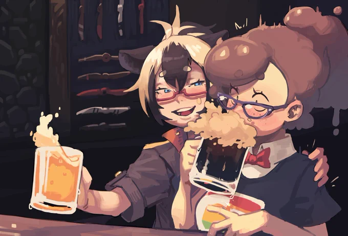 Kite and Flannery at a club!commission for  