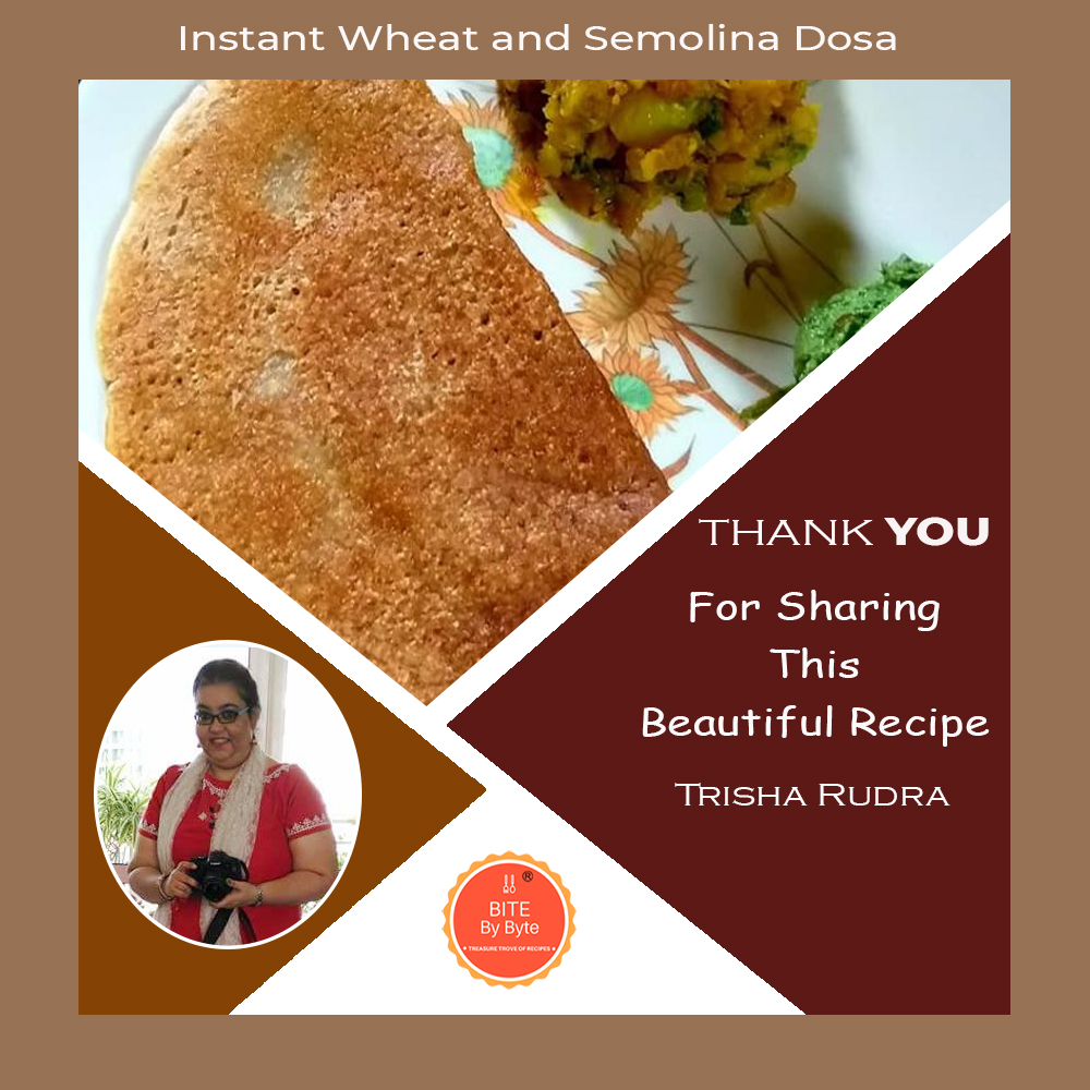 BiteByByte_'s tweet photo. Wheat and Semolina Dosa is super easy to make and tastes absolutely delicious. This is a quick dosa recipe to make for breakfast. You can make this dosa and serve it with dry potato curry and chutney of your choice. Recipe: https://t.co/JnPGZn2X2r #BiteByByte https://t.co/4w8jdbQoDa