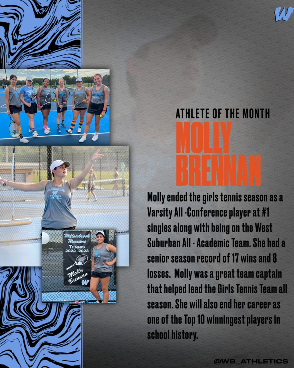 Congratulations to Molly Brennan on being selected as one of our Athletes of the Month! Keep up the Great Work Warrior!!