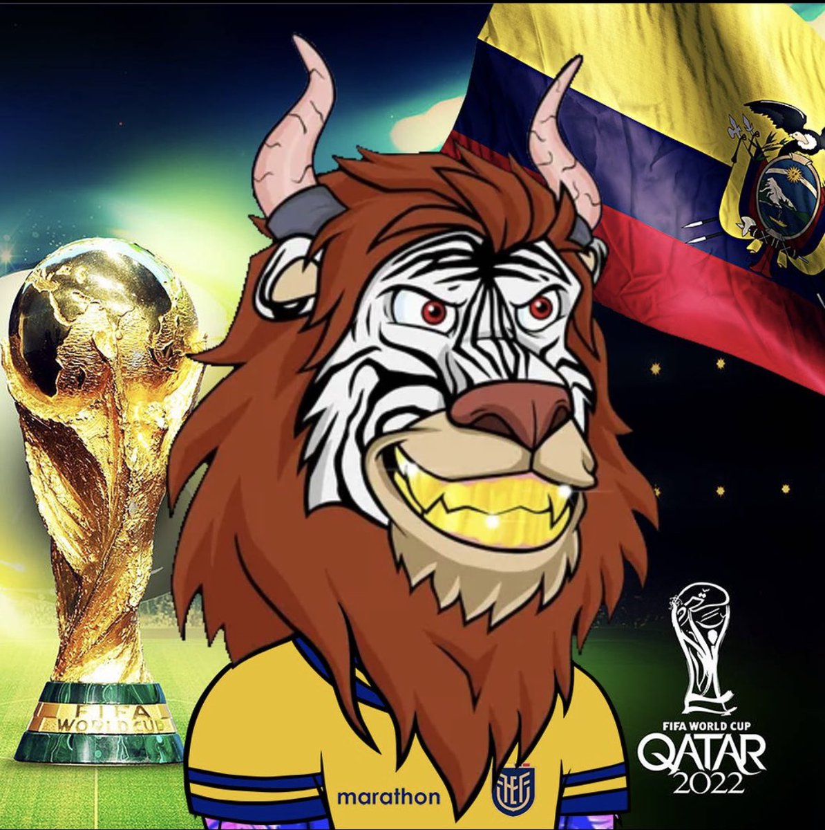 Thanks @GalaxyLionsNFT & @MegaHzNFT  for this awesome edit of the future Fifa World Cup champions 2022 !! 🇪🇨👑

#NFTs #QatarWorldCup2022 #Ecuador #EcuadorvsQatar