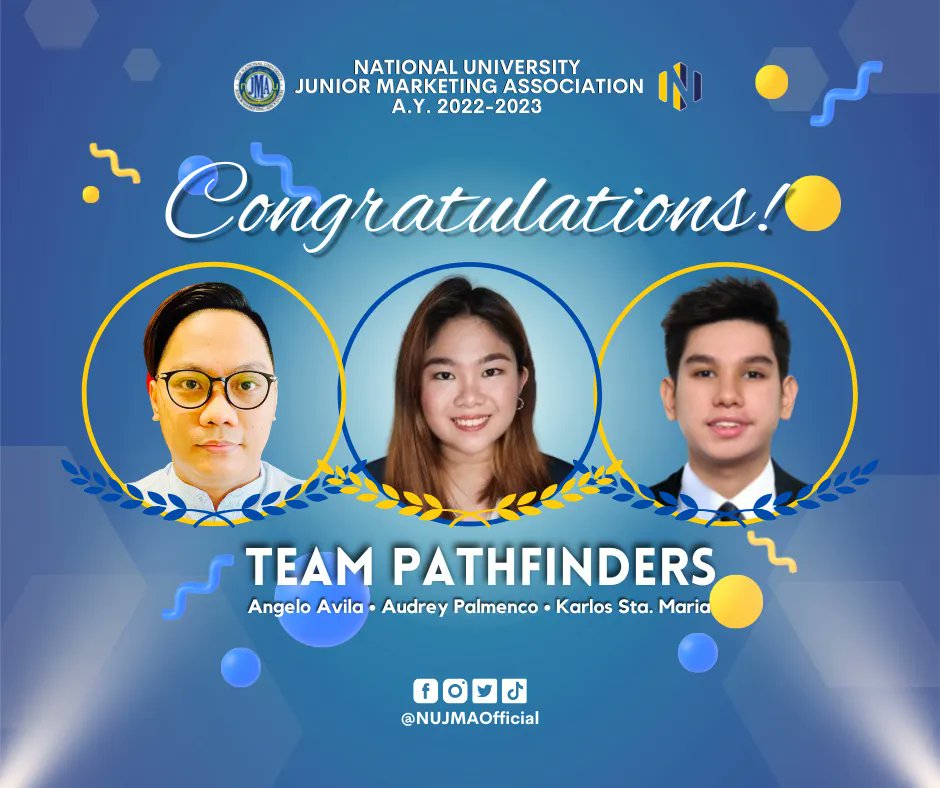 NUJMAOFFICIAL's tweet photo. Congratulations to TEAM PATHFINDERS after bagging the success of being one of the TOP 3 Finalists as the Best Live Pitch performance and Best Business Proposal Concept in the InveSTAR College Battle #NakakaLocal.
#NUJMANovus
#IntensifyingExcellence https://t.co/Js2Ib0aEmd