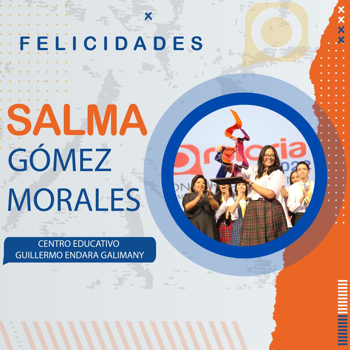 Felicidades Salma Gómez Morales del Centro Educativo Guillermo Endara Galimany por ser la ganadora de #oratoria2022.