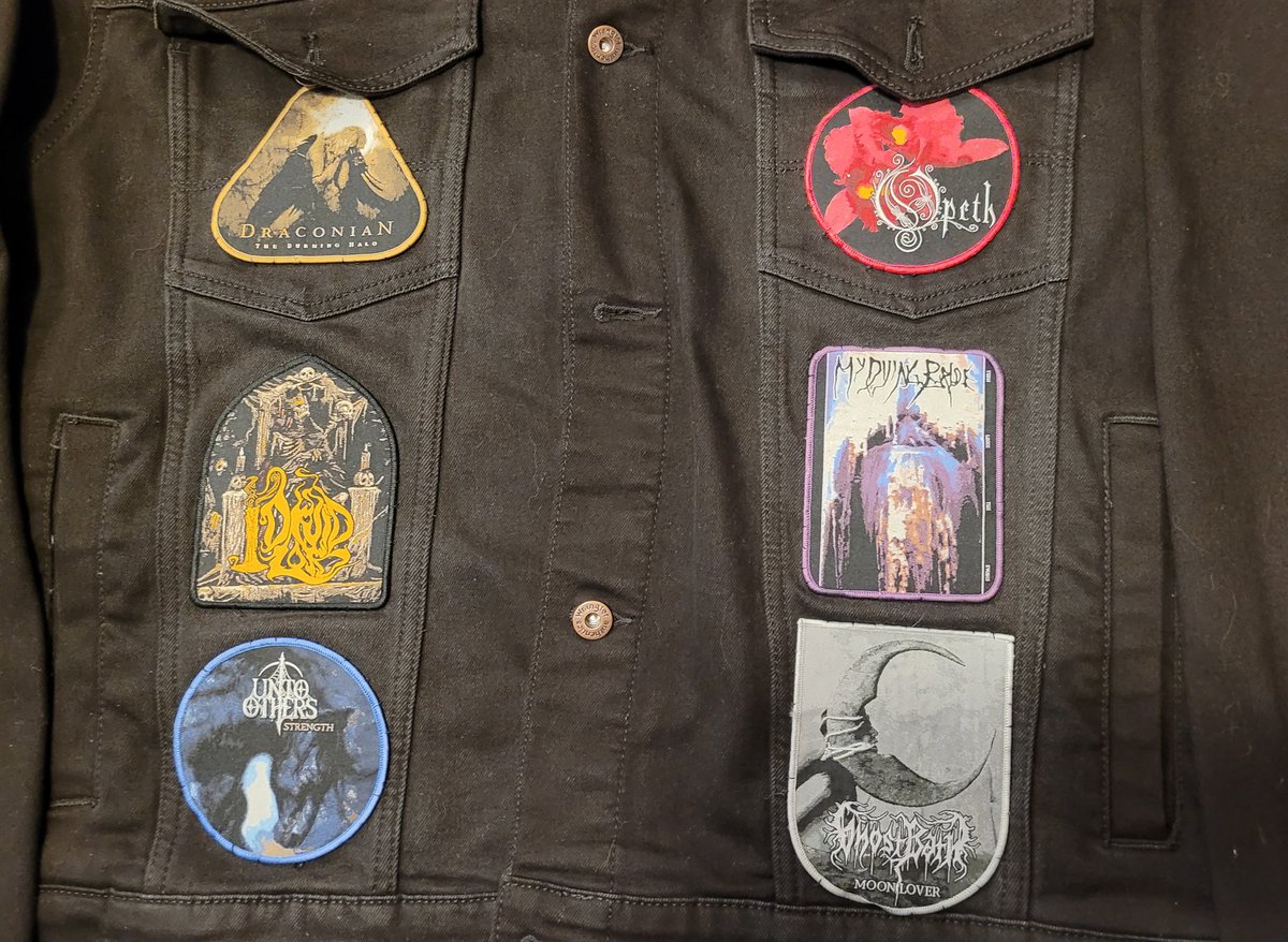 peartnoy's tweet photo. New battle jacket finally finished just in time for winter. Huge shout out to Pull The Plug for making the best patches out there. #opeth #hoodedmenace #tribulation #panopticon #midnight #wolvesinthethroneroom #agalloch #ulver #woodsofypres #paradiselost #hulder #stormkeep https://t.co/VEVvGD9TgS