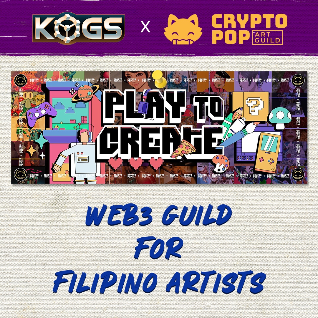 KOGS_GG's tweet photo. We're happy to work with @cryptopopart for the KOGs x CPAG NFT sale.

CPAG is a guild for underserved Filipino artists, who get access to play-to-earn opportunities and mentorship from veterans in the art &amp; design industry. 

Join the sale: https://t.co/1VdAjf2yEI https://t.co/dOME1Kew2Q
