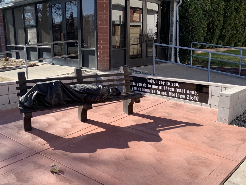 natevallin's tweet photo. #RSJ108 Week 10 @DisruptiveDESGN @alayna_wood92 On the topic of #hostileurbanarchitecture, the 'Homeless Jesus' statue in front of Our Lady of Wisdom Newman Center comes to mind. Raising #awareness for the #homelesscommunity through an anti-sleep bench.
https://t.co/W87SIelbet https://t.co/yHjeOpwyre