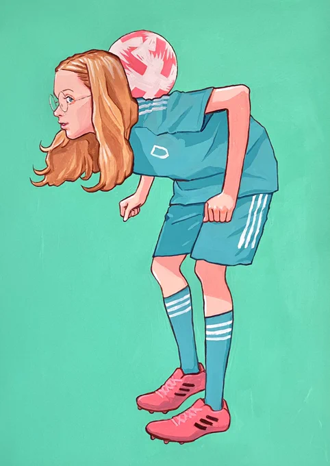 安齋肇さん招集のもと、大阪のsmilin' in the sunshineでサッカーがテーマのグループ展に急遽参戦。小作品を描き下ろしました。「ボールはともだち」 