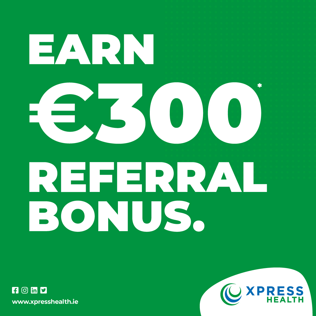 Do you know a nurse who might be looking for high paying shifts ?
Refer a nurse to us and earn €300.

Hiring Nurses across the country!

Call: +353012118883 | Visit: xpresshealth.ie

#HCA #nursingjobs #caregiver #HCAjob #IrelandNurses #NurseCareer #hcaireland  #nurses