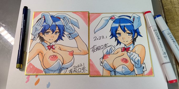 エンジェル倶楽部のプレゼント色紙を描きました。兎年! 