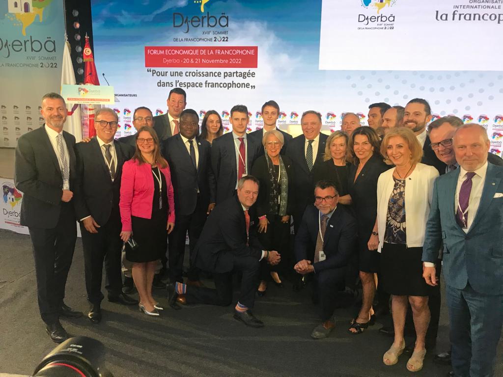 La délégation du #Quebec à <a href="/DjerbaFR2022/">Sommet de la Francophonie de Djerba 2022</a>
Fière de représenter @ReseauRFAQ pour faire valoir l'intérêt de nos leaders féminines quant aux possibilités d'affaires dans la #Francophonie
<a href="/InvestQuebec/">InvestissementQuébec</a> <a href="/conseilpatronat/">Conseil du patronat</a> @LaCDPQ <a href="/FCCQ/">Fédération des chambres de commerce du Québec</a> <a href="/RJCCQ/">RJCCQ</a> <a href="/chambremontreal/">Chambre de commerce du Montréal métropolitain</a> <a href="/MTLINTL/">Montréal International</a> <a href="/quebecintl/">Québec International</a>