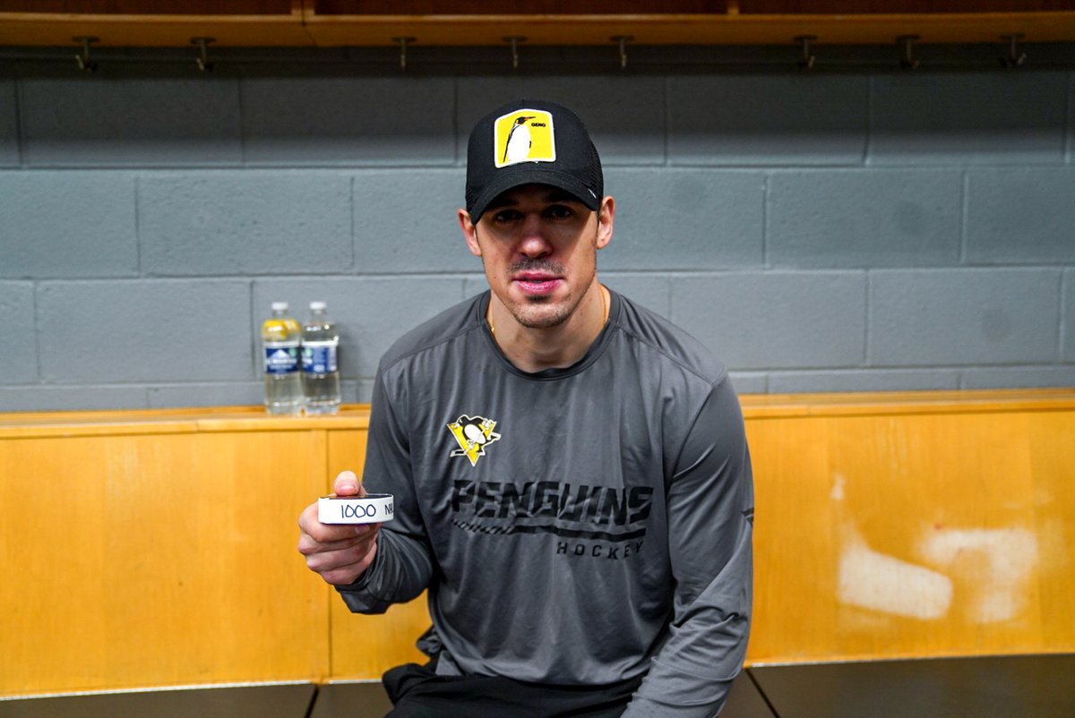 penguins's tweet photo. 1,000 NHL games with the Pittsburgh Penguins 🐧 https://t.co/Q13TlyQM7O
