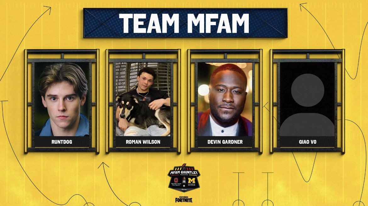 Caleb White (@calebwproject) on Twitter photo We gave it our all but ultimately fell to <a href="/jmoods13/">Jake Moody</a> <a href="/BuckeFPS/">Bucke</a>
Team #MFAM for Life <a href="/NICKMERCS/">Nickmercs</a> <a href="/Trilllroman/">Roman Wilson</a> <a href="/devingardnerXCI/">Devin GARDNER</a> <a href="/onlyneoncitrus/">neoncitrus</a>
Thanks for a great tournament <a href="/eFuse/">eFuse</a>
Bring it home <a href="/CameronAmine/">Cameron</a> <a href="/Scoped/">Scoped</a>
#GoBlue #OvMFortnite We gave it our all but ultimately fell to <a href="/jmoods13/">Jake Moody</a> <a href="/BuckeFPS/">Bucke</a>
Team #MFAM for Life <a href="/NICKMERCS/">Nickmercs</a> <a href="/Trilllroman/">Roman Wilson</a> <a href="/devingardnerXCI/">Devin GARDNER</a> <a href="/onlyneoncitrus/">neoncitrus</a>
Thanks for a great tournament <a href="/eFuse/">eFuse</a>
Bring it home <a href="/CameronAmine/">Cameron</a> <a href="/Scoped/">Scoped</a>
#GoBlue #OvMFortnite