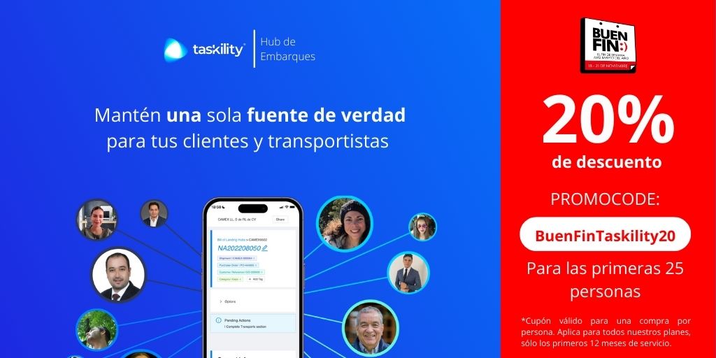 taskility's tweet image. ¿Qué esperas? Ya casi acaba el #BuenFin; por eso, ahora te traemos este increíble descuento.

Aprovecha este gran descuento desde las 1 a las 4pm
*Horario local Ciudad de México, CDMX
*Oferta limitada
*Válido sólo hoy 21 de noviembre 2022

#Taskility #BuenFin #Software #logística