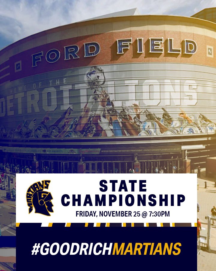 Say it with me and say it loud … 

WE ARE GOODRICH 

… see you Friday Night #GoodrichMartians