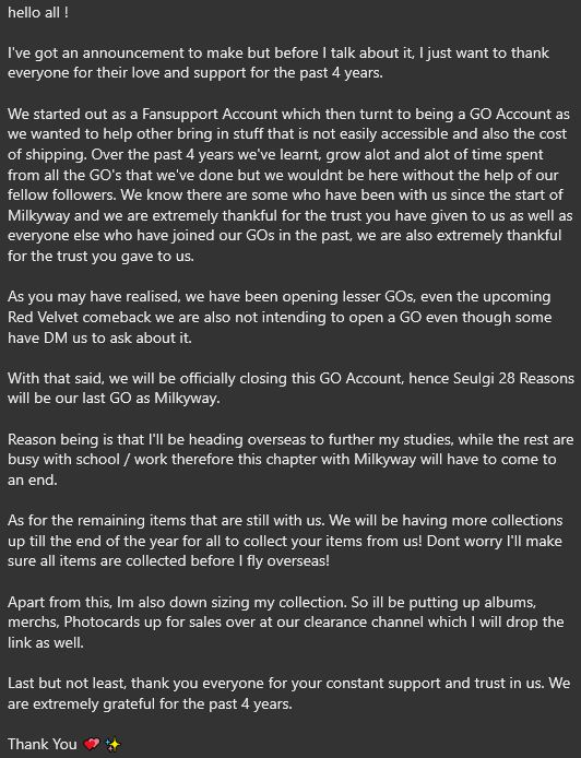 0345AN's tweet photo. hello all ~

dropping an announcement here!

Milkyway Clearance Channel: https://t.co/Q0XfmBfUlR https://t.co/cc8kf2QwwU