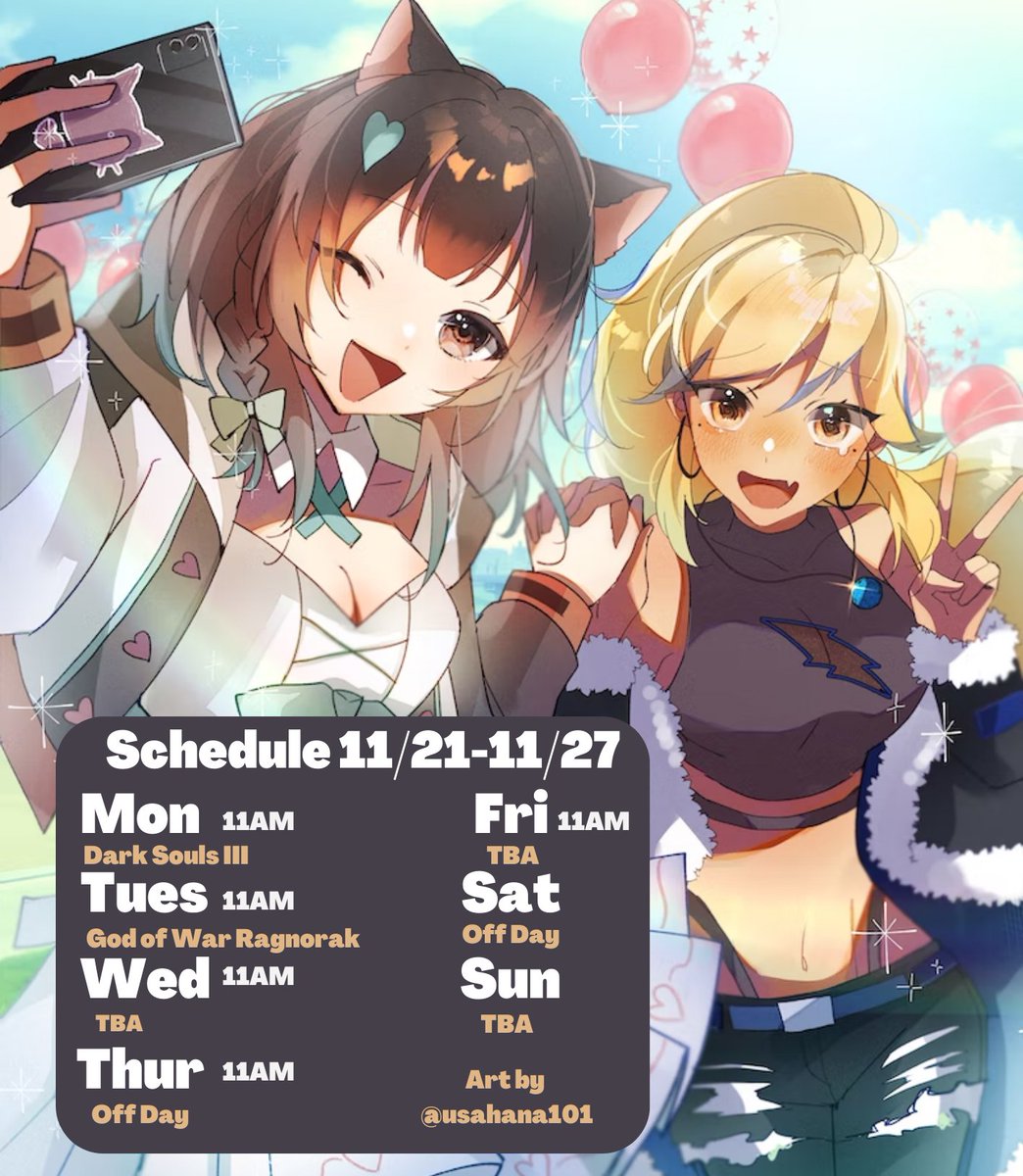 mh_tetra's tweet image. Schedule 11/21-11/27 (Times in EST)

#VtuberEN #Vtubers #streamingschedule