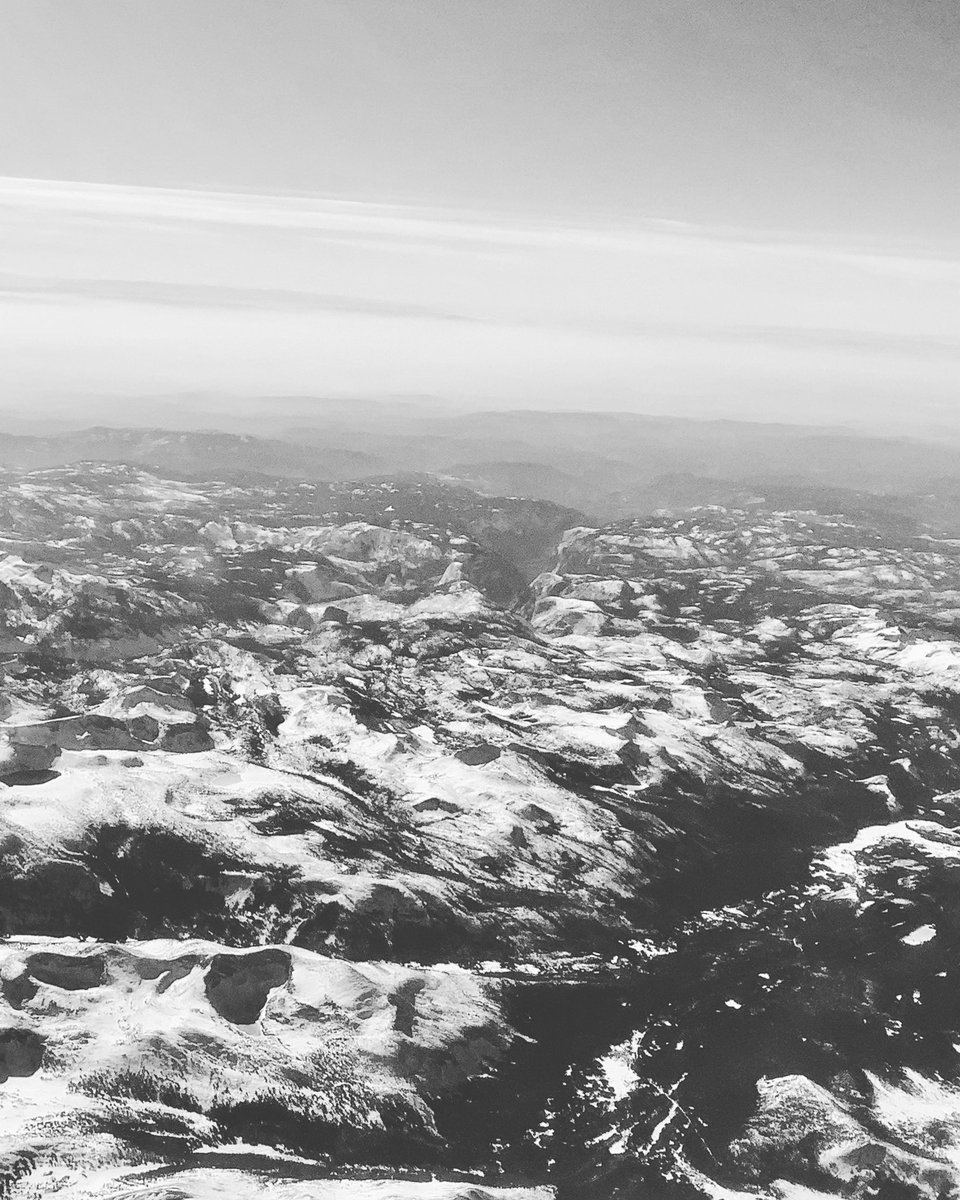 Over Yosemite Valley &amp; Half Dome today. Black and white filter in a nod to the great Ansel Adams. #yosemite #halfdome #anseladams