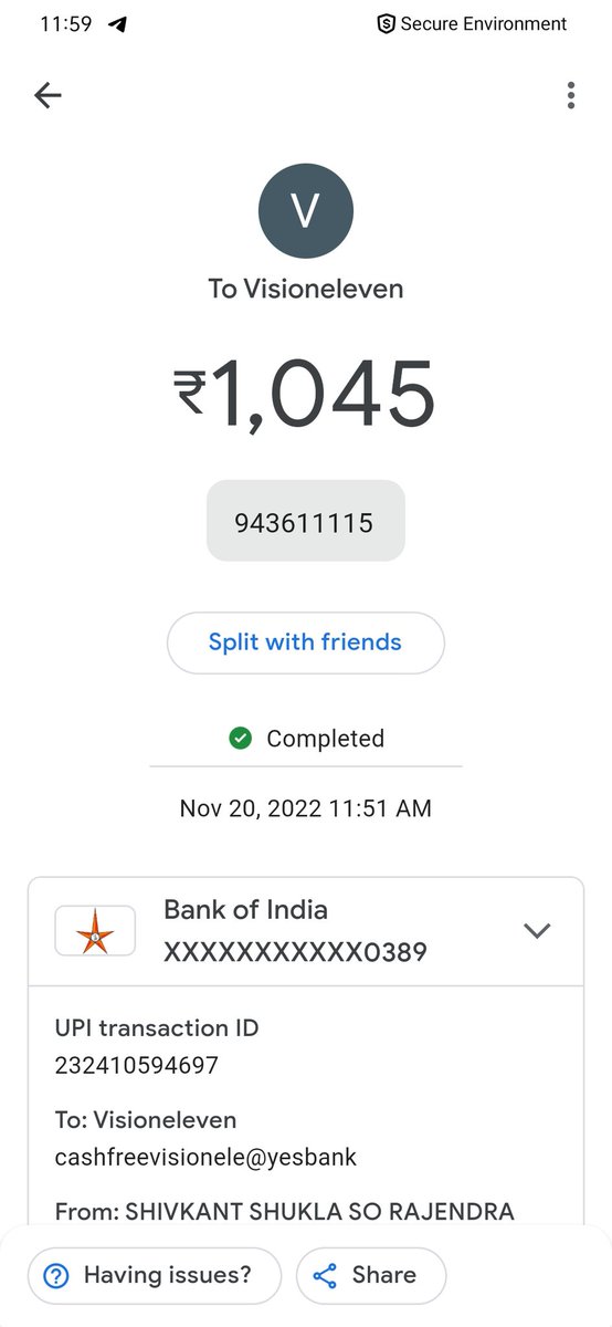 ShivaS97's tweet photo. @Vision11ofc @Vision11ofc 
I was added money in my vision 11 app money also debited from my bank but not deposited in my vision 11 app please resolve this issue as soon as possible....
Here's the proof... https://t.co/cOZQH4Mttn