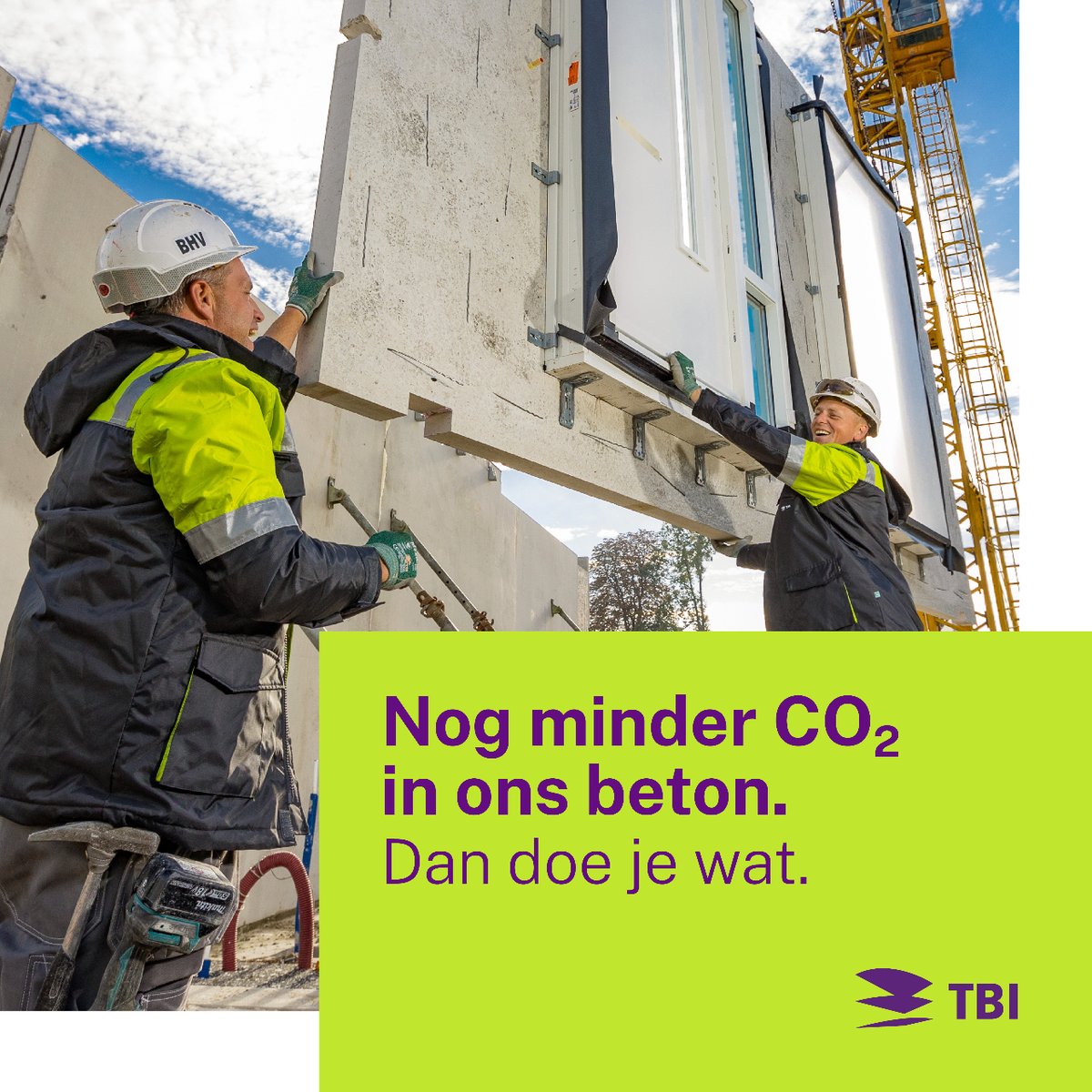 Bij TBI hebben we meer met daden dan woorden 💪🏼. Daarom zit er nóg minder CO2 in ons beton en gebruiken we meer hout 🌳. En we gaan de verduurzaming verder versnellen, om onze projecten in 2030 volledig klimaatneutraal te bouwen. Kijk, dan doe je wat | my.mtr.cool/xxmpyujzif