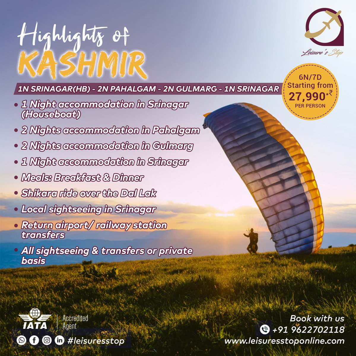 LeisuresStop's tweet photo. Highlights of kashmir.
Travel with us @leisuresstop 
Fares starting at RS 2700 only

#leisuresstop #leisuretime #jammutravel #kashmirtravel #kashmirflight #safeflight✈️ #srinagar #kashmir #flightticketbooking #travelwithus #travelkashmir✈️ #easytraveling #easyflight https://t.co/y9dGm4i5vR