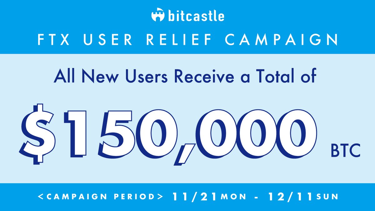 bit_castle's tweet photo. FTX User Relief Campaign

／
📢A total of $150,000 BTC will be given!
＼

✅Just sign up
📝Not only those who have assets in their FTX account,
 but everyone else can participate.

#bitcastle　
#cryptocurrency 
#Bitcoin 
#BTC 
#Airdrop 
#Airdrops 
#Giveaway 
#Giveaways https://t.co/Hf9wpbKLIc