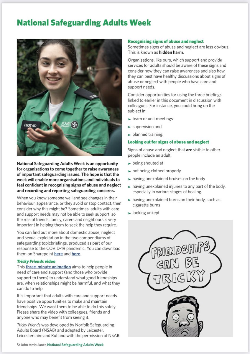 SJA_SGTeam's tweet photo. National Safeguarding Week #SafeguardingAdultsWeek #safeguarding @stjohnambulance @T_S_Webster @OughtonLM @john_stephens67 @CraigEveritt2 @warrior41in4 https://t.co/mwpHw8K28E