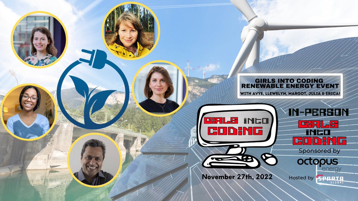 girlsintocoding's tweet photo. Excited about our Girls Into Coding Renewable Energy on Nov27! An exciting hands-on workshop with our mentors Avye, Llewelyn, & inspiring talks by Erica, Margot & Julia! About our speakers 👉🏾https://t.co/cLfMSAap41
Thanks, @OctopusEnergy & @SpartaGlobal for your support! #coding https://t.co/tKJisX9Xkx