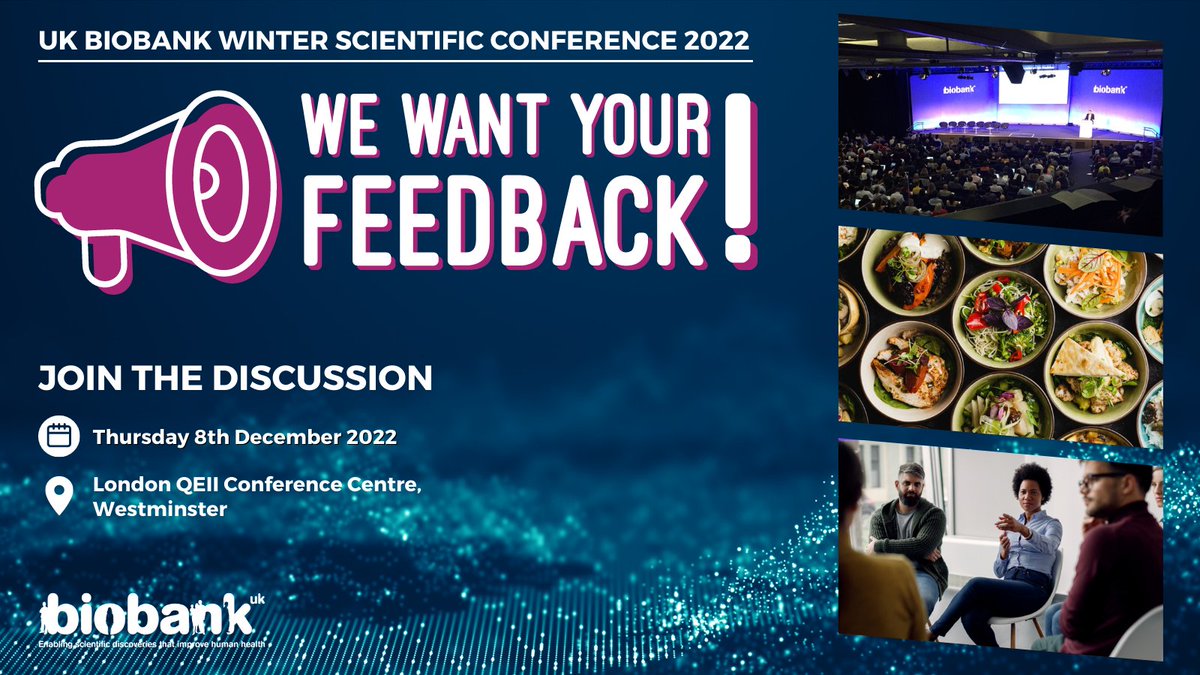 We want to hear from you at our Scientific Conference in London on the 8th December – join in the panel discussions and input your ideas at our drinks reception on how the #UKBiobank resource can facilitate your #research #UKBSC22 ow.ly/EjHN50LxzrS