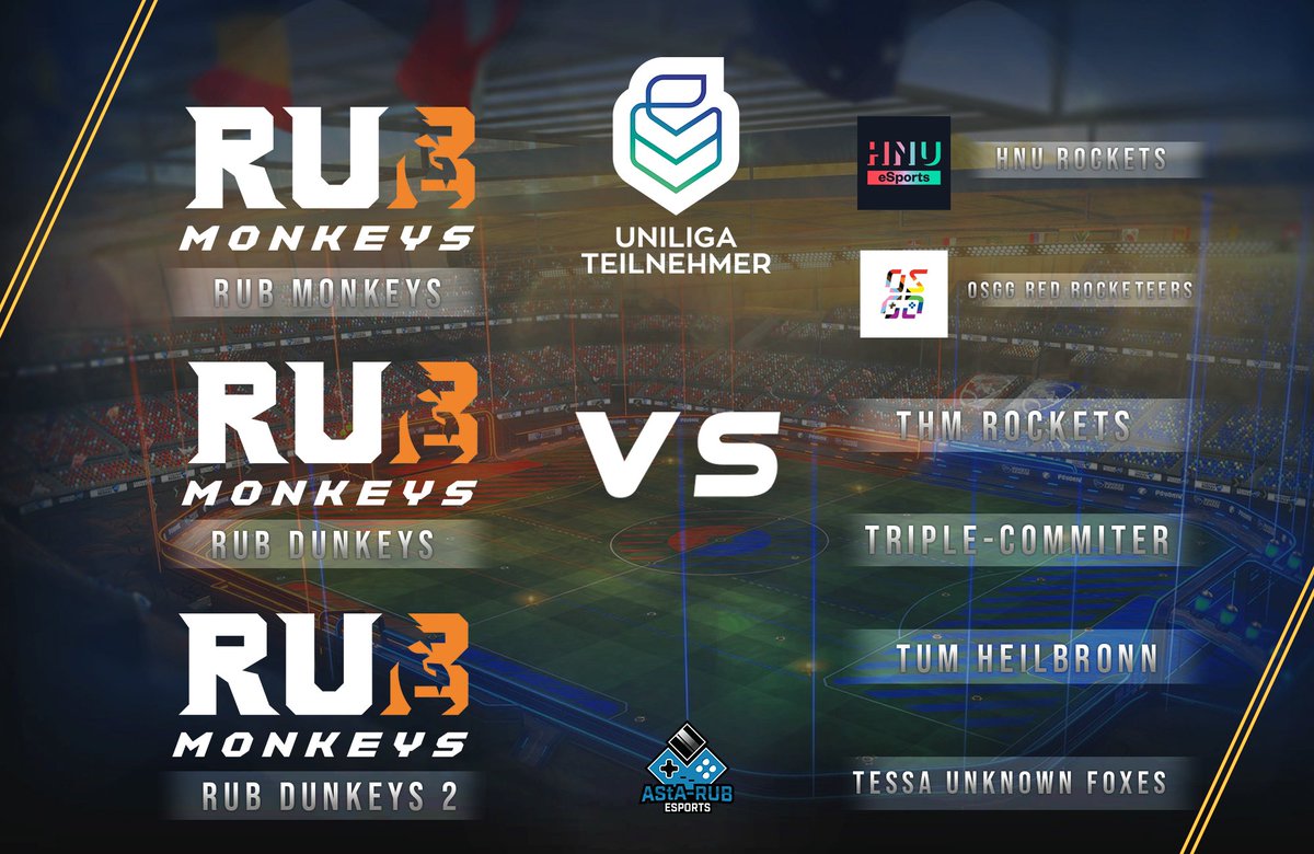 Spieltag <a href="/uniligaGG/">Uniliga</a> Monkeys: 

21.11. 
Monkeys - <a href="/hnuesports/">HNUeSports</a>  (20:00) 
Monkeys - <a href="/osna_gaming/">Osnabrück Gaming e.V.</a> (21:15)

Dunkeys - THM Rockets; 23.11 (20:00) 
Dunkeys - Triple-Commiter (21:15)

Dunkeys 2 - TUM Heilbronn (20:00) 
Dunkeys 2 - TeSSA Unknown Foxes (20:00)