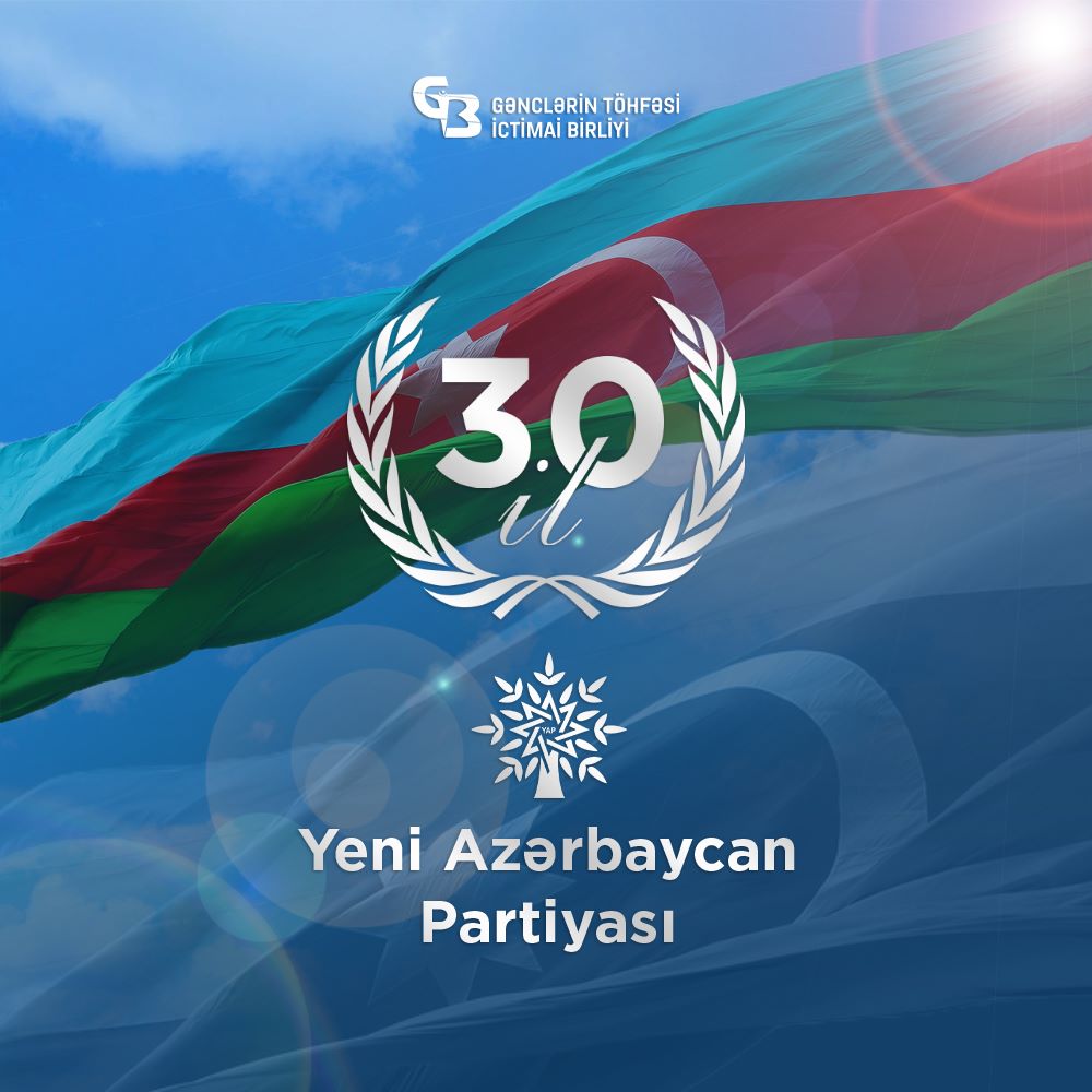 GTohfesi's tweet photo. 21 noyabr Cənubi Qafqazın ən böyük siyasi partiyası olan Yeni Azərbaycan Partiyasının yaradılmasından 30 il ötür. Bu münasibətlə partiyanın bütün üzvlərini təbrik edir,Azərbaycanın tərəqqisi naminə addımladıqları bu fəaliyyət yolunda davamlı uğurlar arzulayırıq. 
#GTİB2022  #YAP https://t.co/hTl08dIyfH