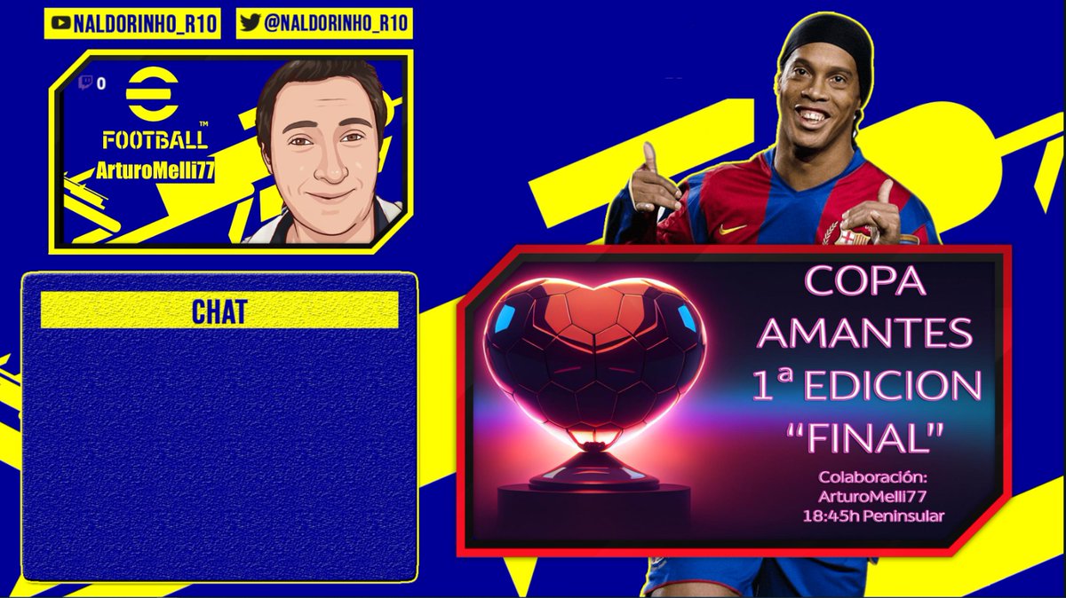 Gran Final Copa Amantes. A partir de las 18:45 <a href="/Naldorinho_R10/">🎮⚽ℕ𝔸𝕃𝔻𝕆ℝ𝕀ℕℍ𝕆_ℝ𝟙𝟘⚽🎮</a> y <a href="/goma_marc/">marquinyos</a> entre en el directo ¡Entra en Twitch para ver Naldorinho_R10 conmigo! twitch.tv/naldorinho_r10…