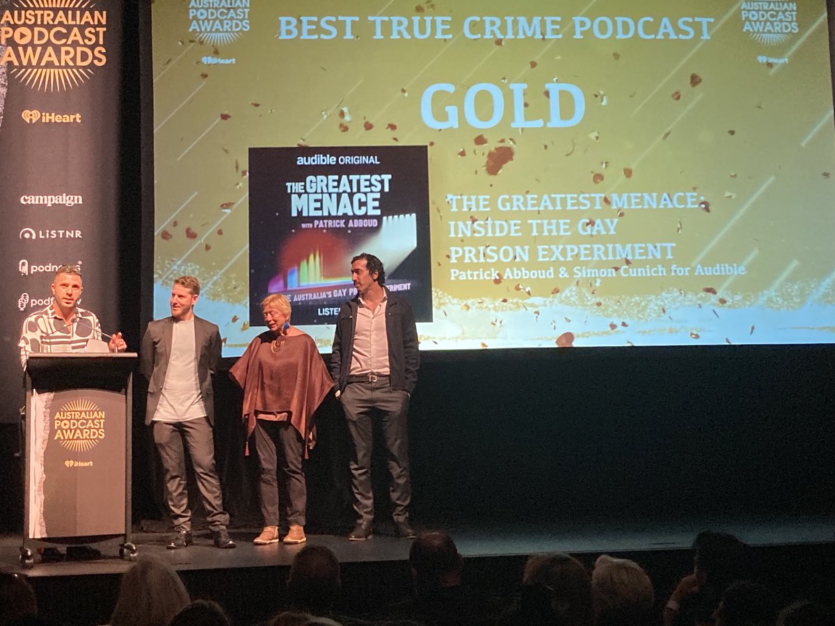 The Greatest Menace just won GOLD @AustPodAwards in True Crime category! #austpodawards