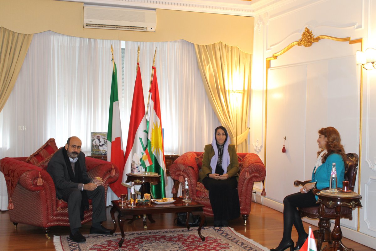 KRG_Italy's tweet photo. L'Alto Rappresentante #KRG in 🇮🇹 @Rezan_Kader riceve in visita Sua Altezza Hazim Mir Tahsin Beg #Yazidi #Kurdi https://t.co/zMljApzICx