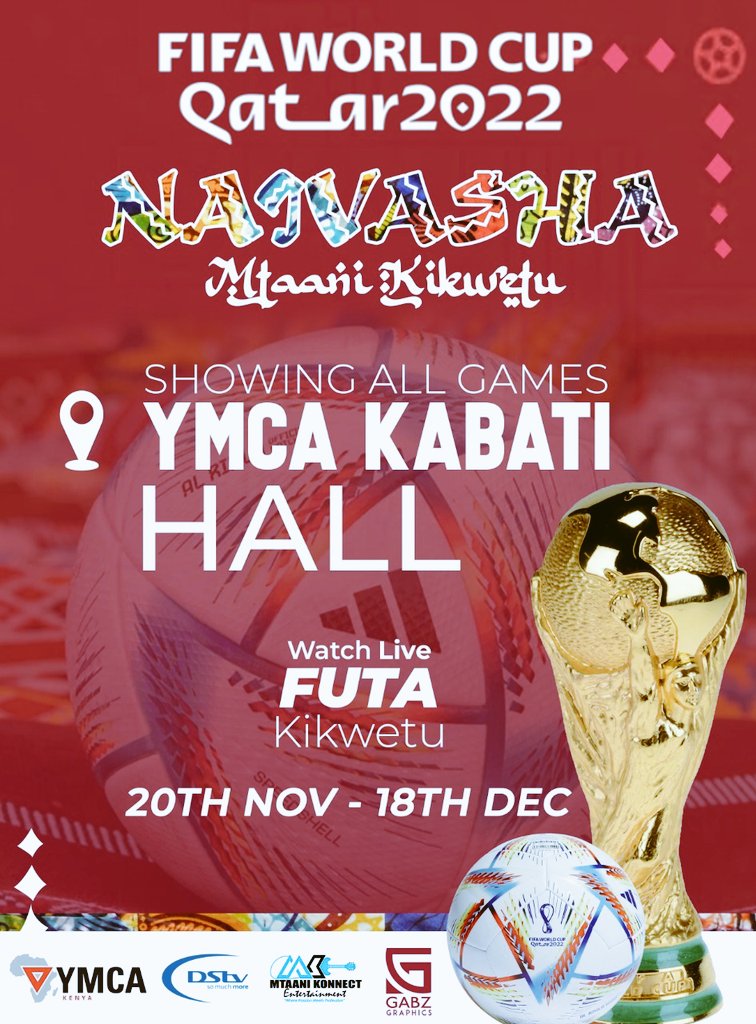 ymcakenya1's tweet image. Youths play an important role in our societies and deserves a #PowerSpace where they can showcase their ideas and talents for a better course. @ymcakenya1 Naivasha Branch will be streaming all the 64 matches #FIFAWorldCup2022 live courtesy of #GOtvChachishaMechi #LiveFutaKiwetu