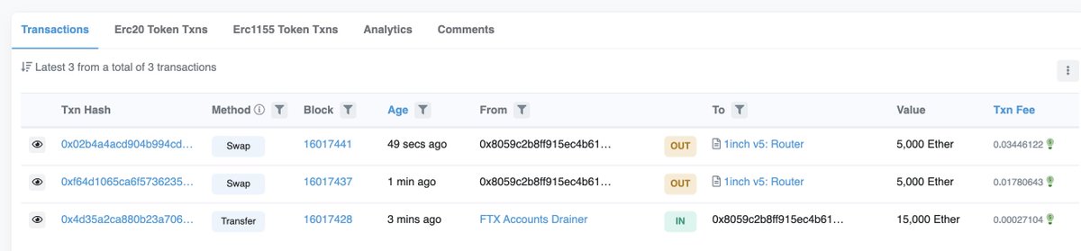 lookonchain's tweet photo. Alert!🚨

FTX Accounts Drainer is dumping ETH  for renBTC via a new wallet!
https://t.co/b1qR53EReC https://t.co/lvO7Po9nQz