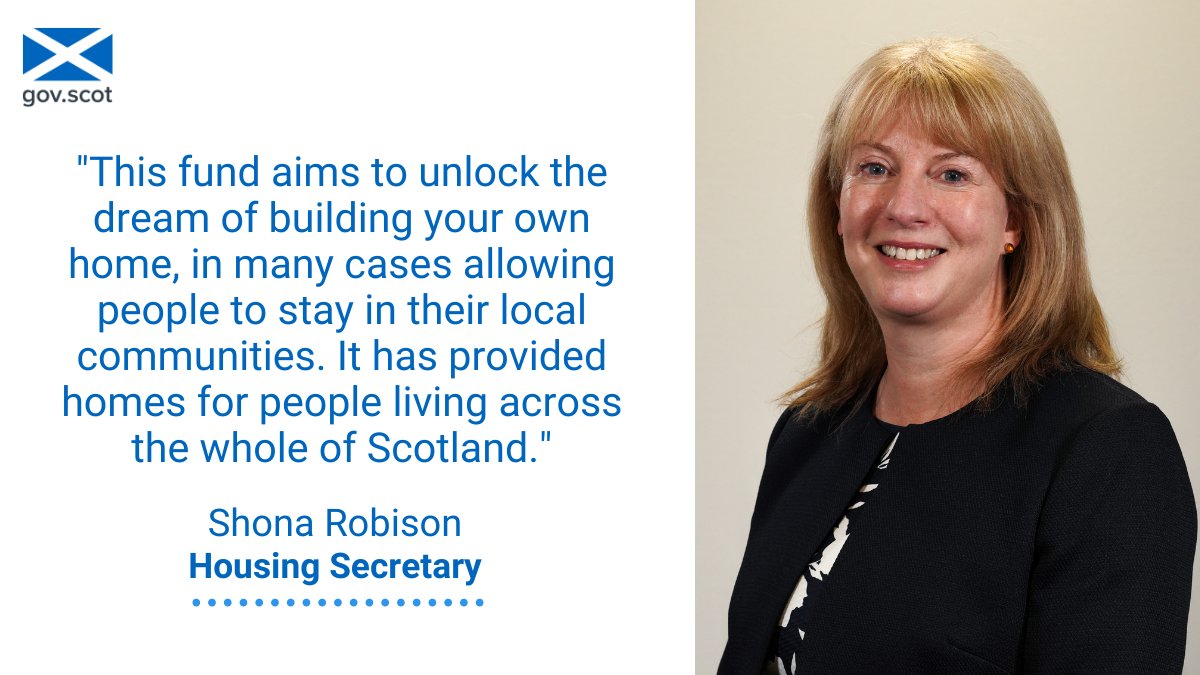 Administered by <a href="/CHTScotland/">Communities Housing Trust</a>, the Self-Build Loan Fund reopens today and aims to support the delivery of good quality and energy efficient housing, giving people more choice about the homes they want to live in. 

Find out more ➡️ bit.ly/ScotlandSelfBu…