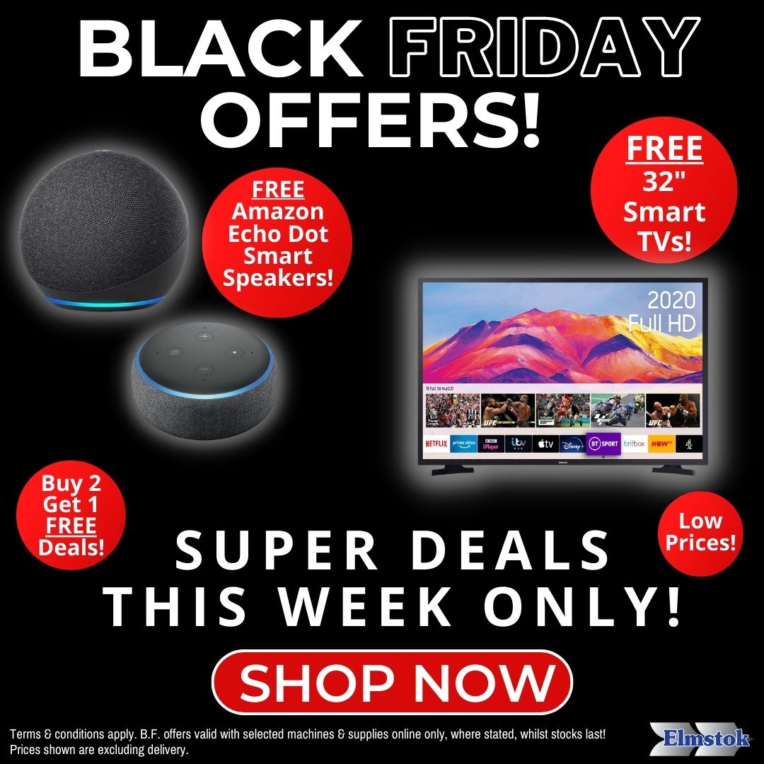 Elmstok's tweet photo. Black Friday Super Deals All This Week - Including FREE Smart Tv &amp; Amazon Echo Dot Smart Speaker Gifts With Selected Products! - https://t.co/7mkLj7Js6Z https://t.co/XPfMUnbuzM