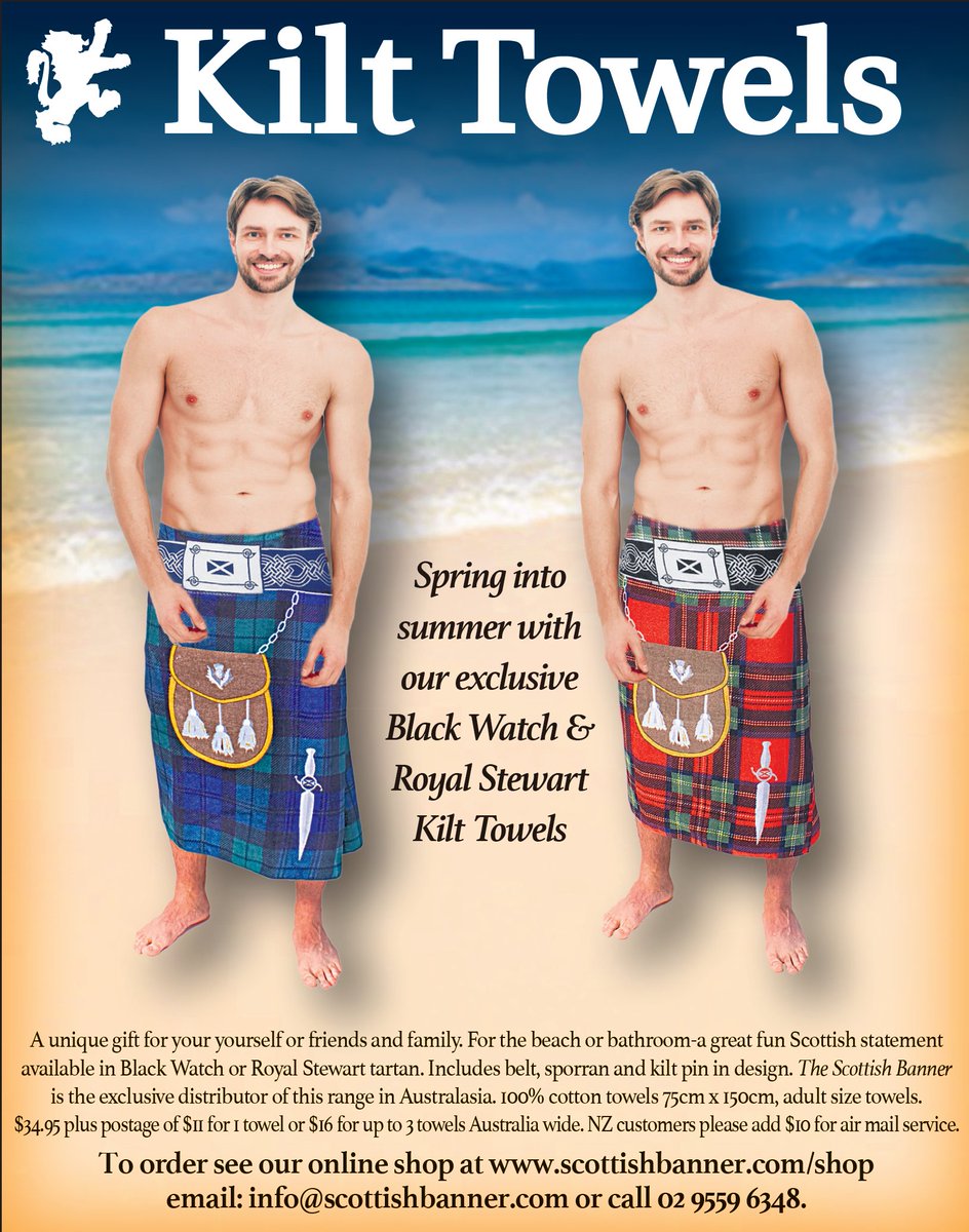Scottish_Banner's tweet photo. AU/NZ customers, heading to the #beach this summer? #KiltTowels also a great #Christmas gift, available in #BlackWatch or #RoyalStewart designs. All styles ready to ship immediately!
https://t.co/8gv0KHxDa6
#ScottishBanner #KiltUp #TheBanner #LoveScotland #TartanBeach #KiltTowel https://t.co/fchTbaJNnt