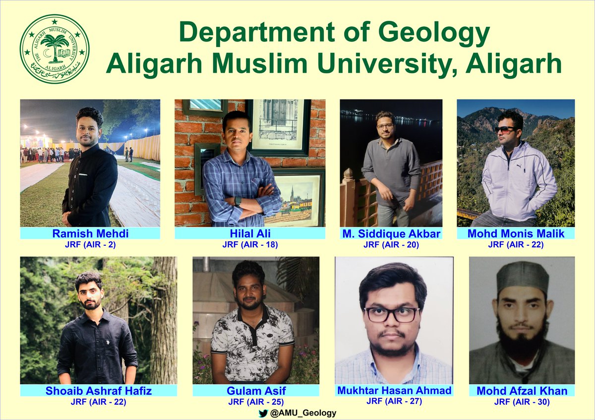 AMU_Geology's tweet photo. In a scintillating performance, 21 students of the @AMU_Geology have qualified JRF/NET conducted by the @DG_NTA

The Department extends heartiest congratulation to all the successful students and wishes them a very bright future

@ProfTariqManso1 @AMUofficialPRO @EduMinOfIndia https://t.co/9UvVqh3Jfj