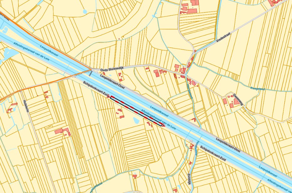Schipdonkvaart-Zuid (fiets- en jaagpad) tussen Sifon en Zuiddijk in #Damme zal onderbroken zijn van ma 21/11 tem 2/12 voor het uitvoeren van grondwerken naar aanleiding van de uitbreiding van de waterleiding. Er is geen doorgang, ook niet voor voetgangers.