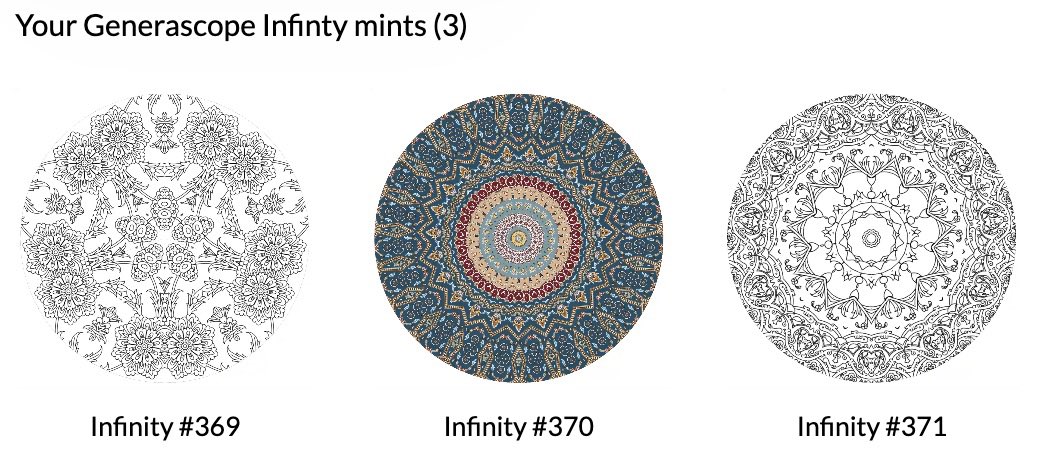 stretch_kyle's tweet photo. Just minted my three Generascope Infinity NFTs!! I have wanted a white OG Generascope but never got one…landed two in this mint! 🔥 @generascope @jasonseife #generascope #nftart #Minting #NFTs https://t.co/oJEeyQSSkR