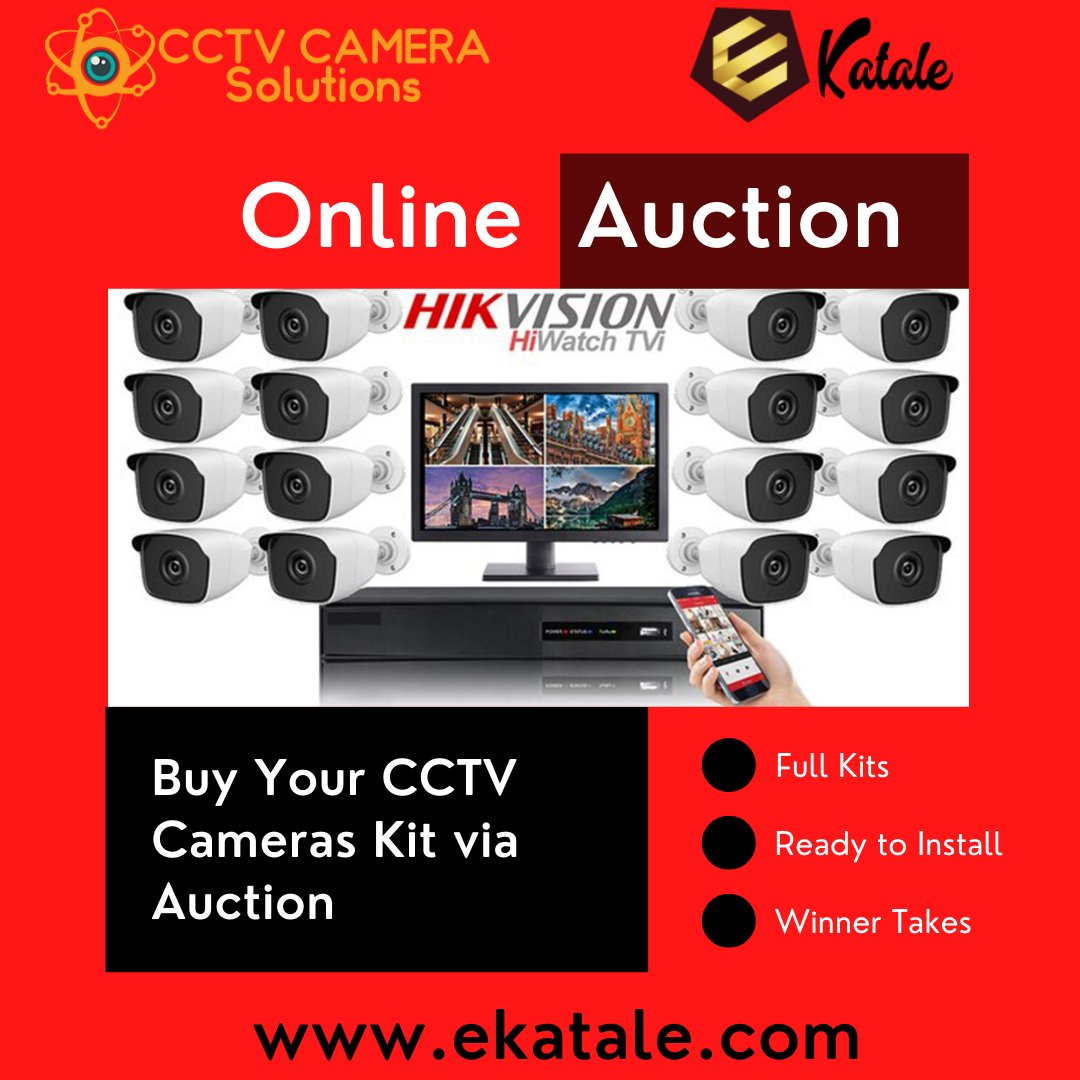 ekatale1's tweet photo. This Week, @cctvcamerasol has partnered with @ekatale1 in an online auction for CCTV Camera Kits.

We have offered 3 cameras to 16 cameras kits for auction.

What you win is what you pay &amp; will be delivered to you.

Visit https://t.co/MKJyNxI5Qm

#SellWithEkatale https://t.co/7Uihqg6pUl