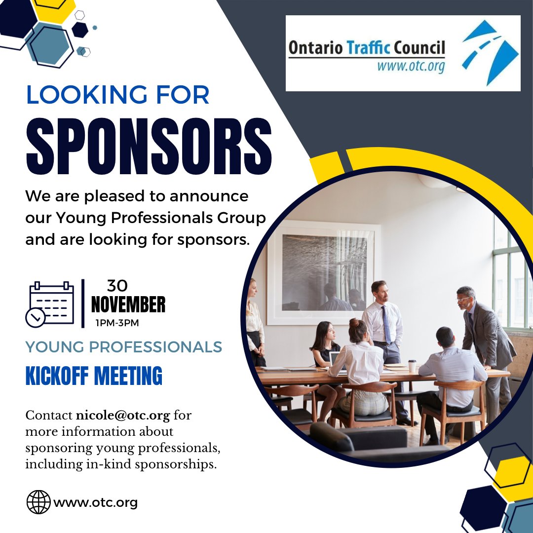 The OTC is looking for sponsors! Would you like to sponsor our new Young Professionals Group? Their first meeting takes place on November 30th at 1PM! Contact nicole@otc.org for more information.
#Youngprofessionals #OTC