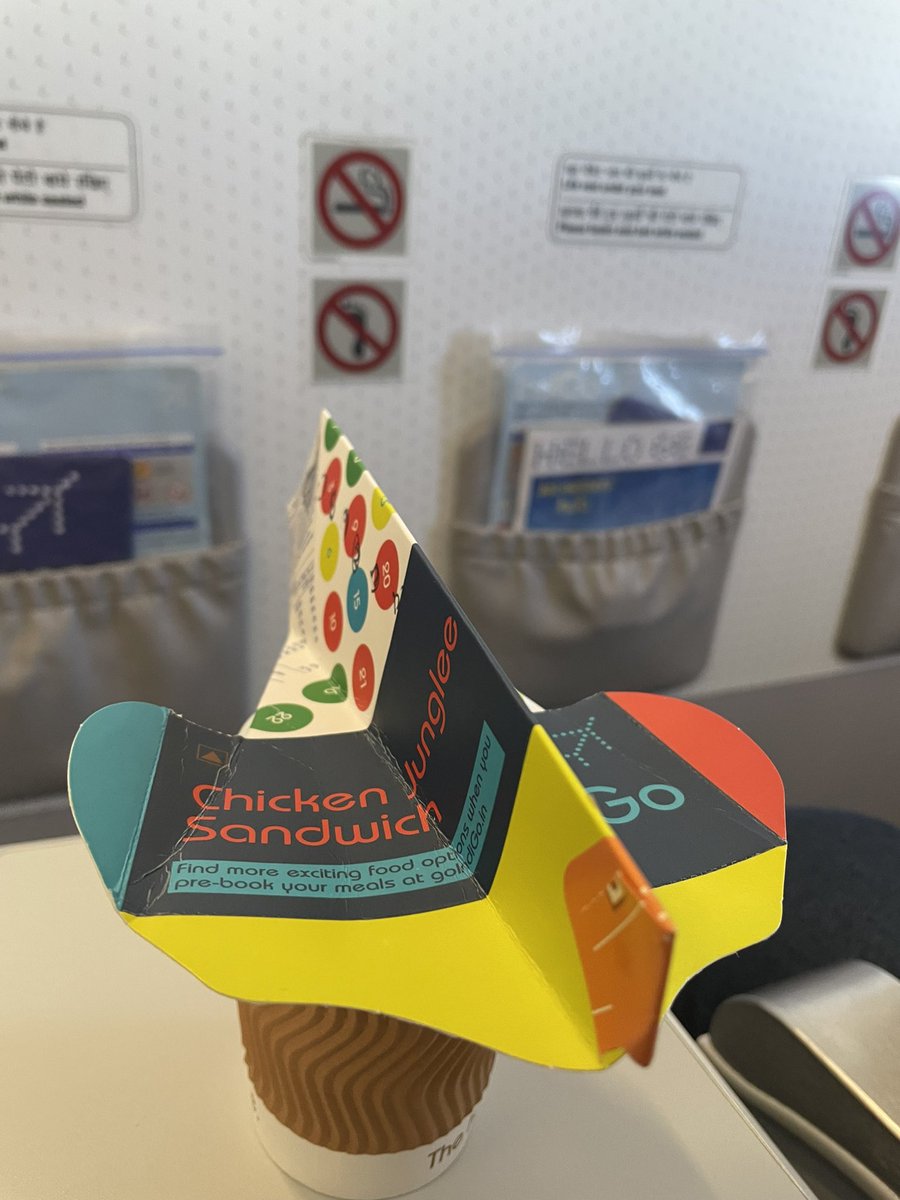 satinder_kapur's tweet photo. @IndiGo6E fun games with chicken junglee sandwich cover. Indigo should ask passengers to make innovative figures with food covers. Free ticket for best entry. https://t.co/qYfR4Gsda0