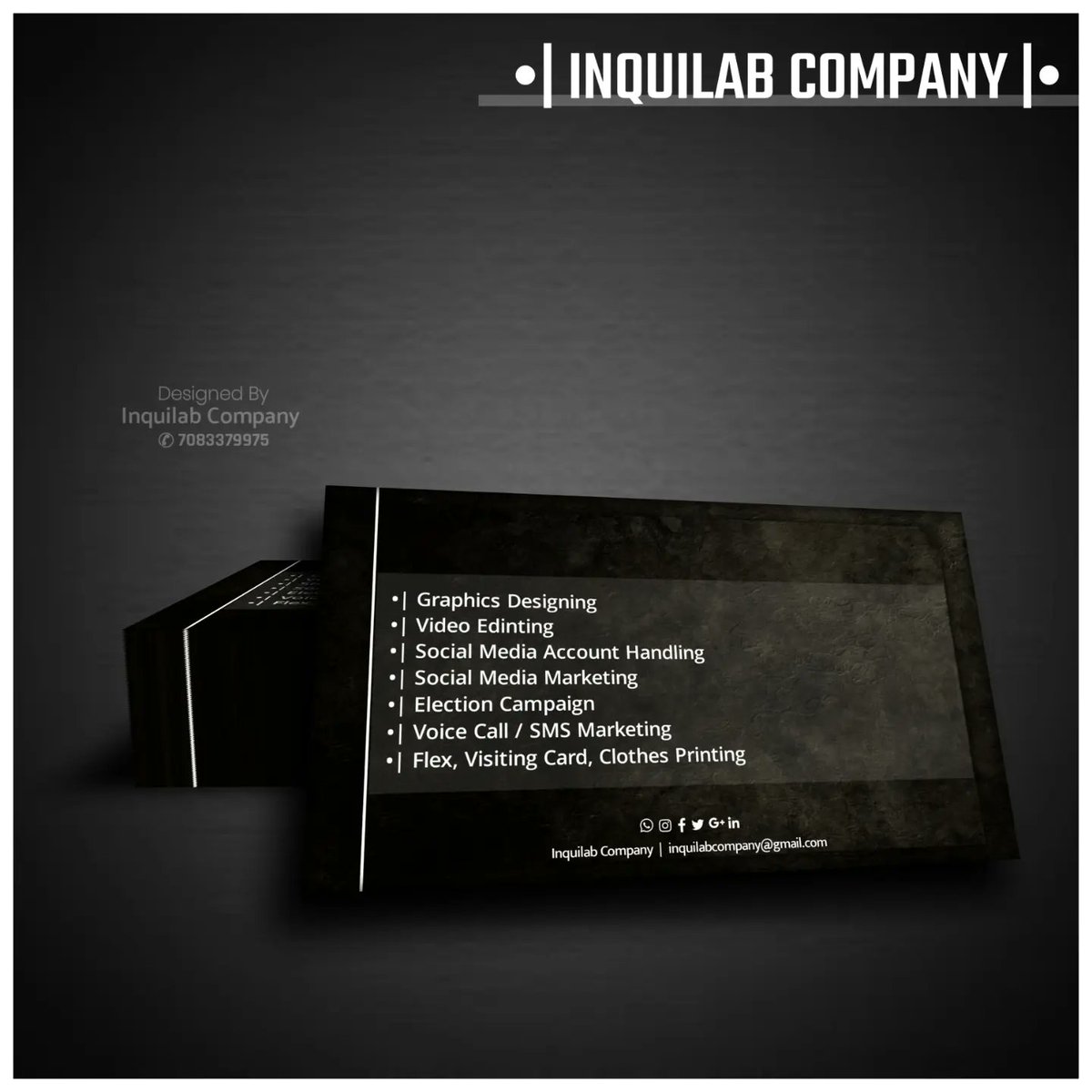 InquilabCompany's tweet photo. 𝐈𝐍𝐐𝐔𝐈𝐋𝐀𝐁 𝐂𝐎𝐌𝐏𝐀𝐍𝐘
ध्यास आमचा तुम्हाला फेमस करण्याचा..!🤩🥳🎇
.
| Graphics Designing 
| Video Editing
| Social Media Account Handling
| Social Media Marketing
| Election Campaigning 
| Voice Call / SMS Marketing
| Flex, Visiting Cards, Clothes Printing 
. https://t.co/T7RoLFySqz