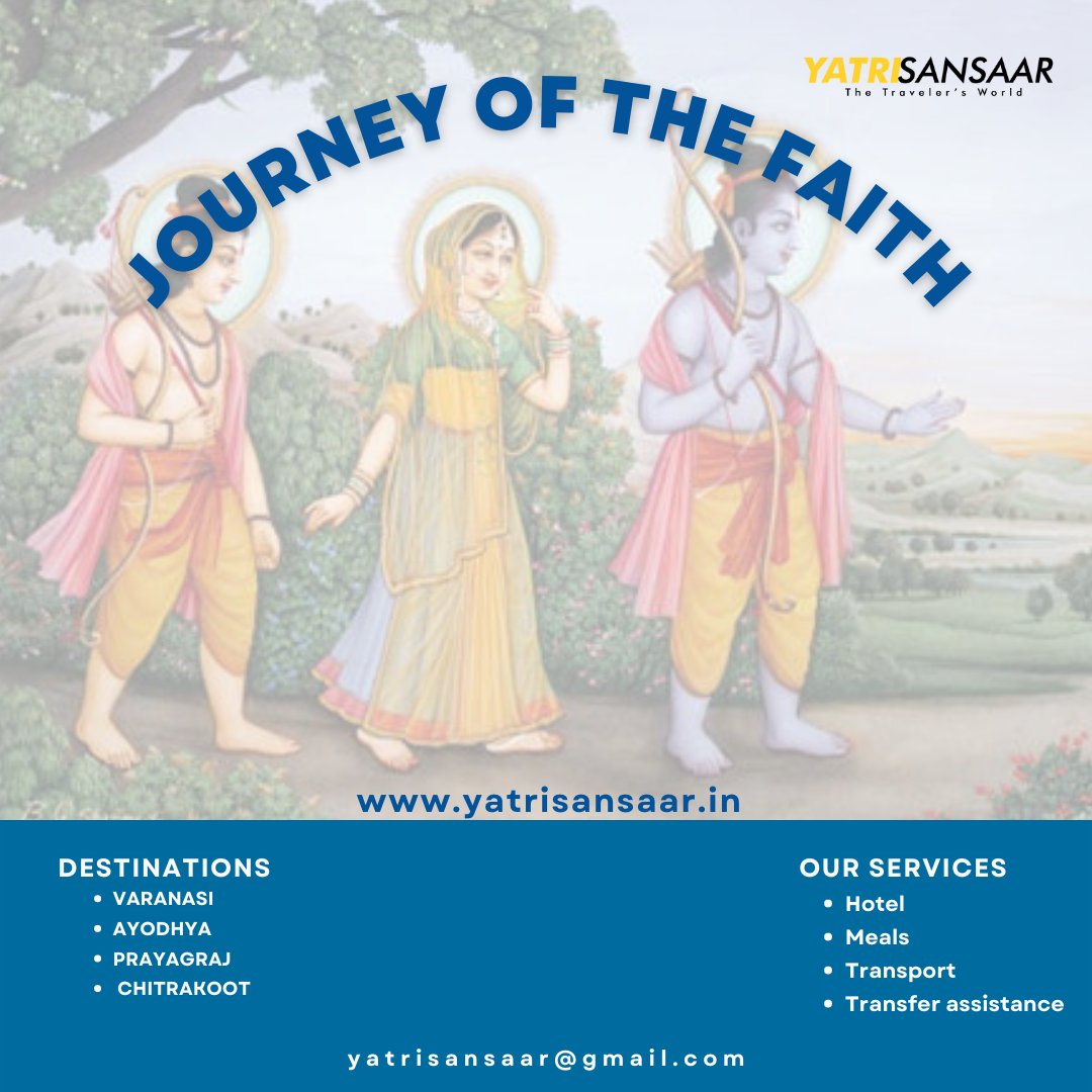 JOURNEY OF THE FAITH

#Travel #ayodhya #varanasi #chitrakoot #prayagraj #lordramachandra #laxman #goddesssita #mustvisit #experienceoflife #photograph #spiritualjourneys #memories #placesofindia #dekhoapnadesh #India #incredibleindia #TravelIndia #travelwithyatrisansaar